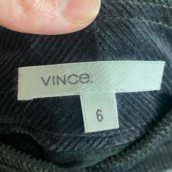 Vince Women Black White Corduroy Wool Blend Chevron Mini Snap Button Skirt Sz 6 - Picture 9 of 11